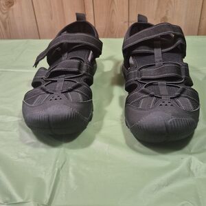 Fitville Men's Sandals; Size 10W; Black with Adjustable Strap